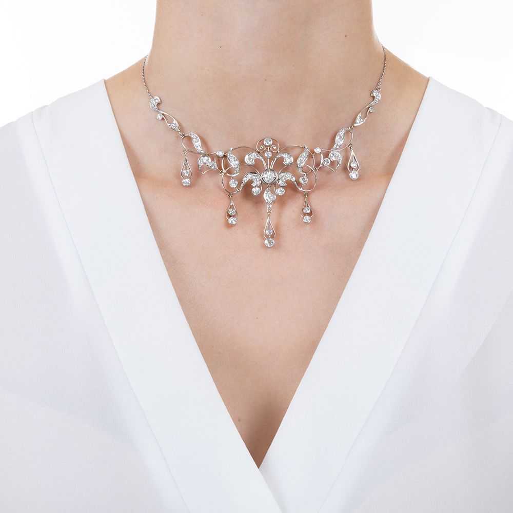 Edwardian Diamond Drop Necklace - image 4