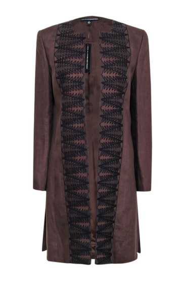 Ellen Tracy - Chocolate Brown Embroidered Open Jac