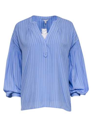 Joie - Blue w/ White Striped Print Henley Blouse S