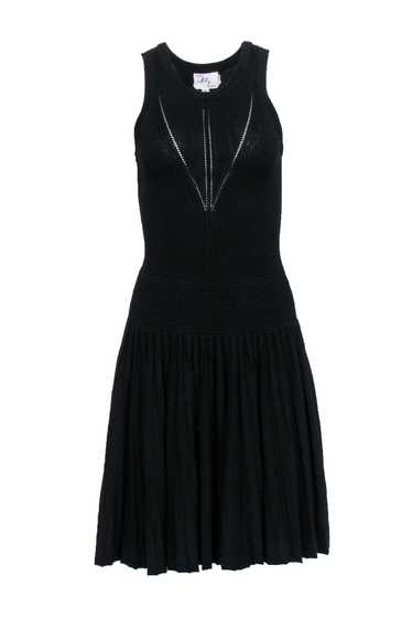 Milly - Black Knit Pleated Drop Waist Dress Sz S