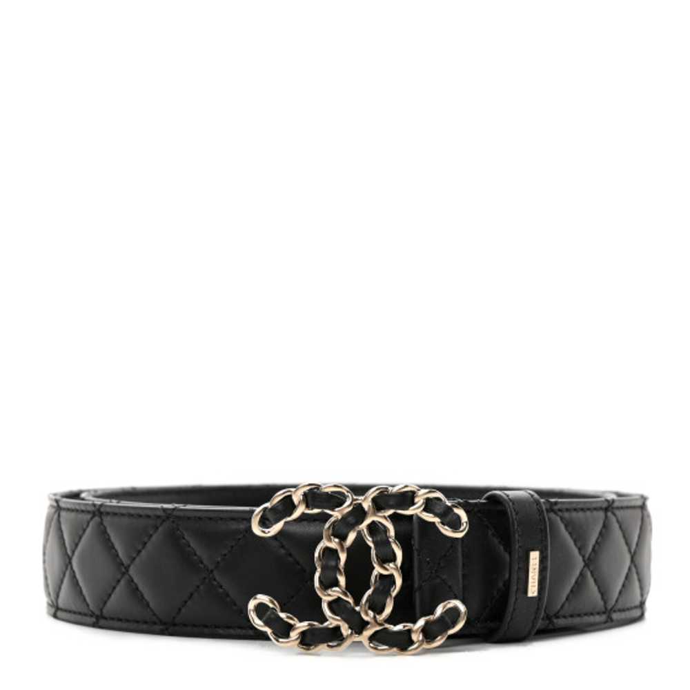 CHANEL Lambskin Quilted CC Chain Belt 95 38 Black - image 1