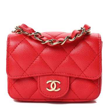 CHANEL Caviar Quilted Mini Chain Belt Bag Red - image 1