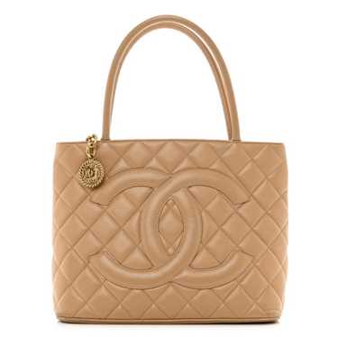 CHANEL Caviar Quilted Medallion Tote Beige