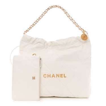 CHANEL Shiny Calfskin Quilted Chanel 22 White