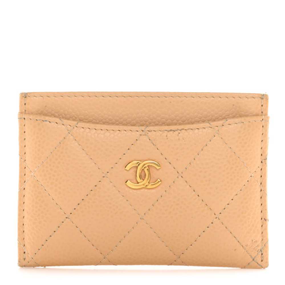 CHANEL Caviar Quilted Card Holder Beige - image 1