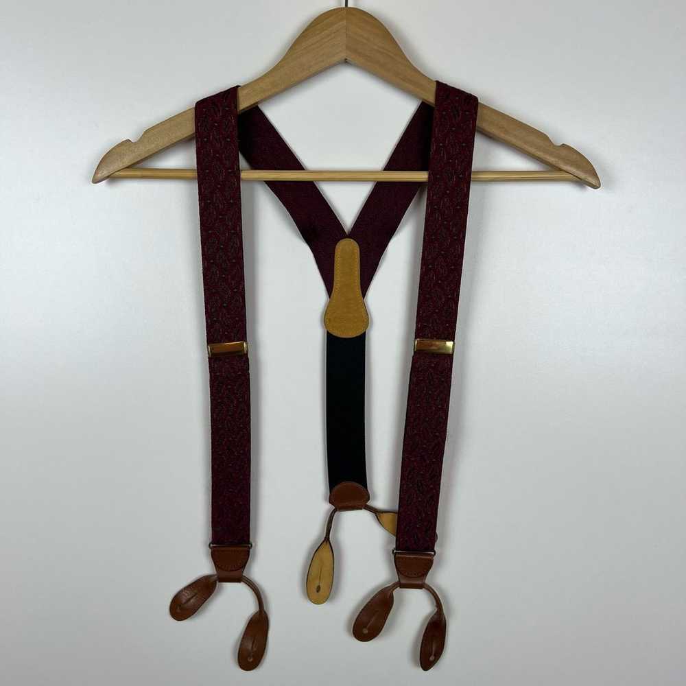 Coach Vintage Burgundy and Teal Y Back Suspenders - image 2