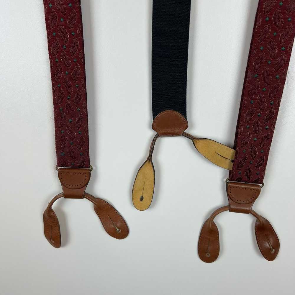 Coach Vintage Burgundy and Teal Y Back Suspenders - image 7