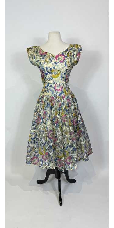 VINTAGE 50s / 60s Deadstock Anne Garson Pastel Floral A-Line Dress newest Volup Plus