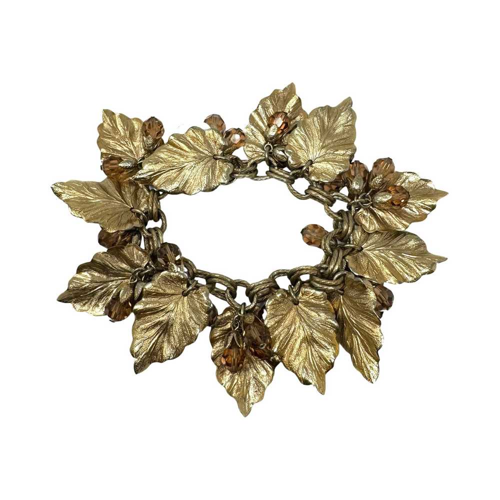 Mid Century Napier Gold Leaf Charm Bracelet - image 1