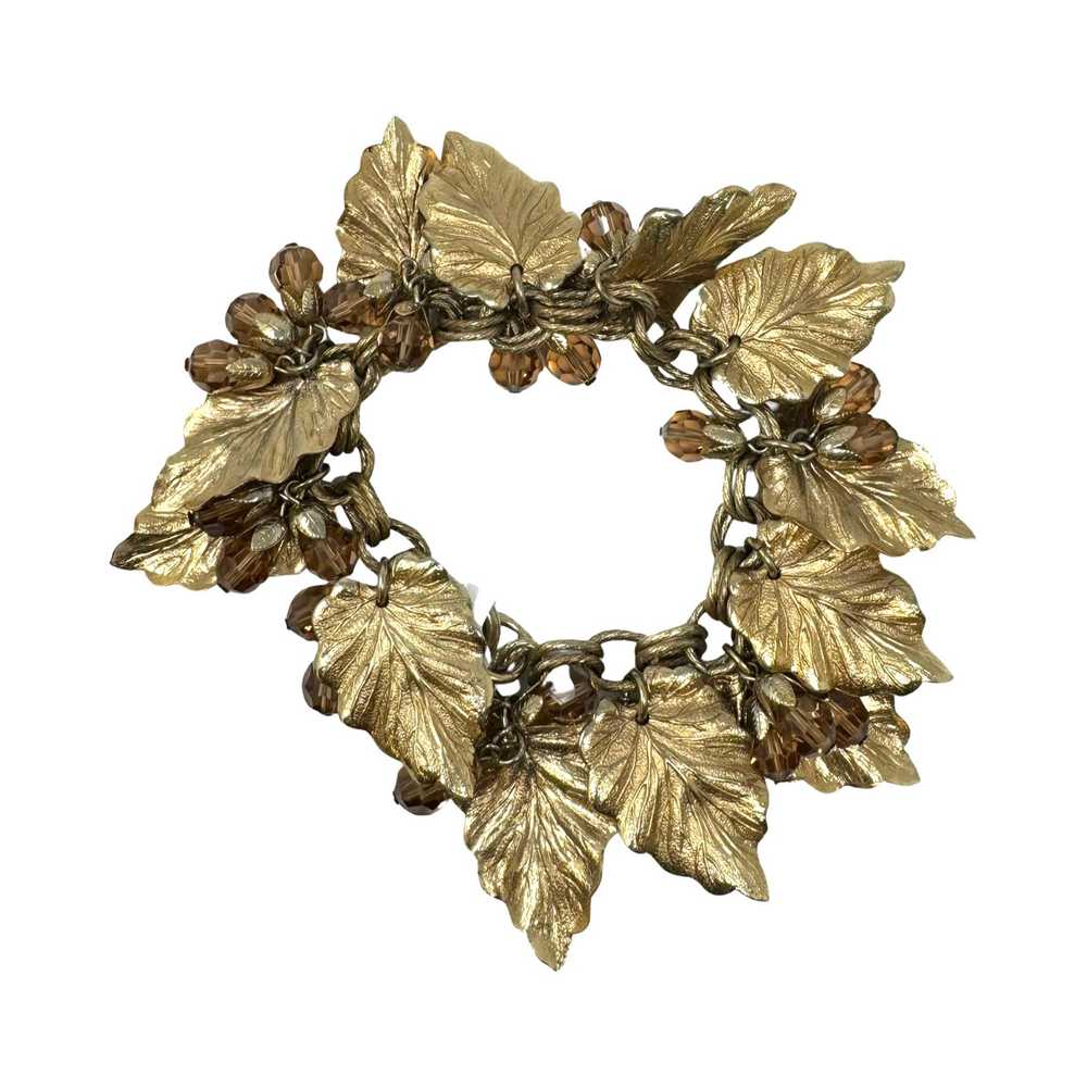Mid Century Napier Gold Leaf Charm Bracelet - image 2