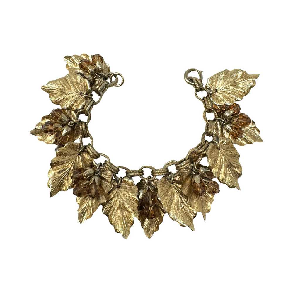 Mid Century Napier Gold Leaf Charm Bracelet - image 3