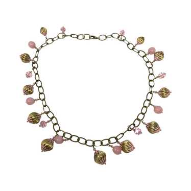 Pink And Gold Charm Necklace