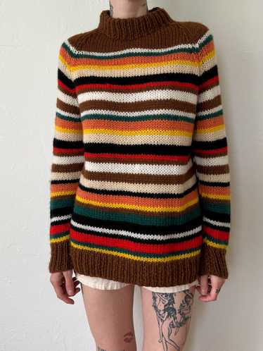 1960s Marietta Larson Wool Striped Rainbow Sweater