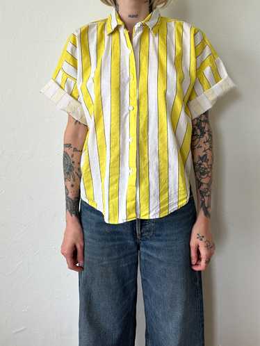 1970s Yellow Striped Button Up