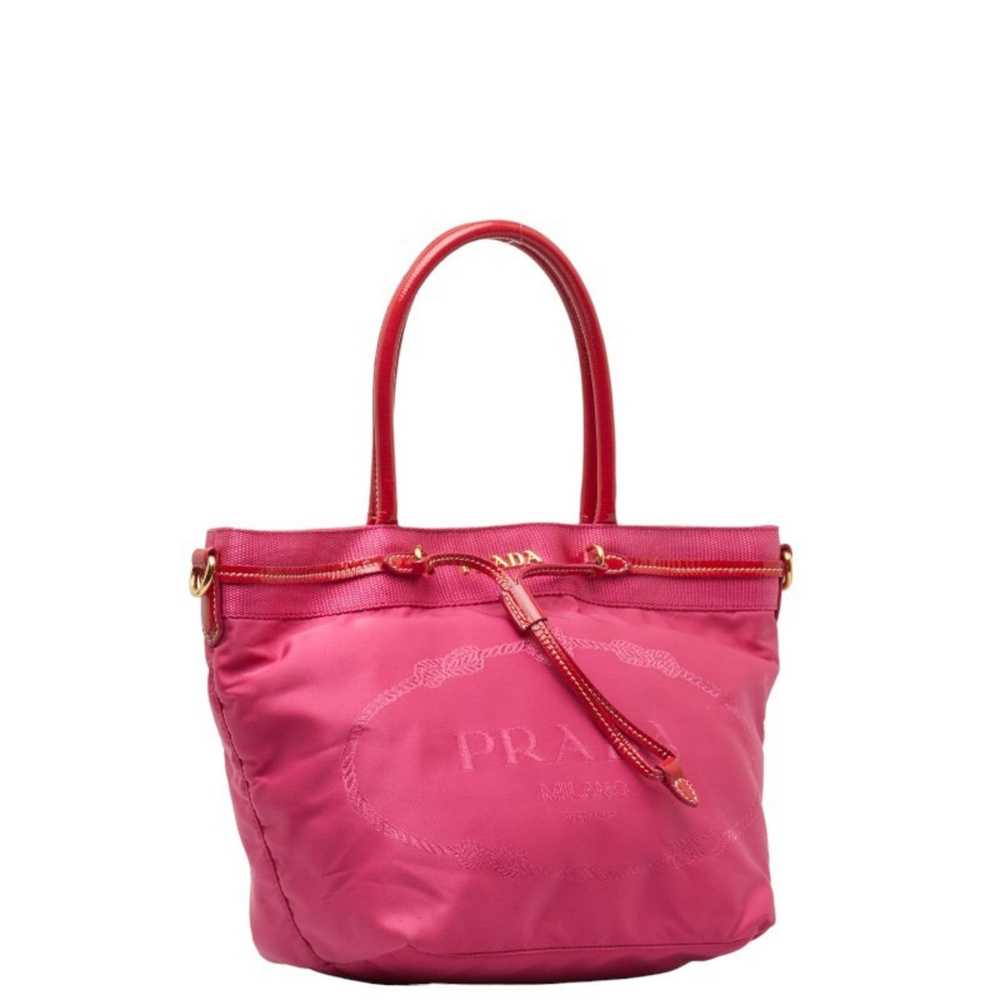 Prada PRADA Jacquard Handbag Pink Red Nylon Paten… - image 2