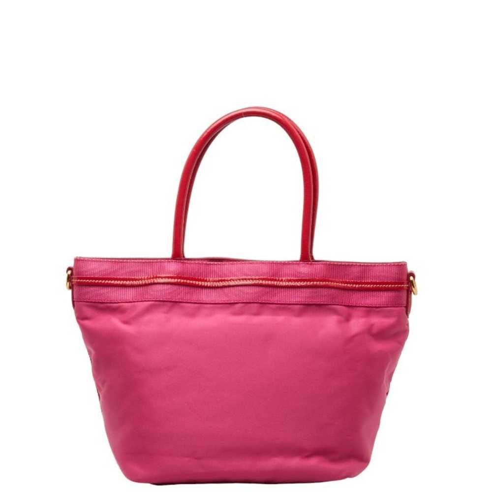 Prada PRADA Jacquard Handbag Pink Red Nylon Paten… - image 3
