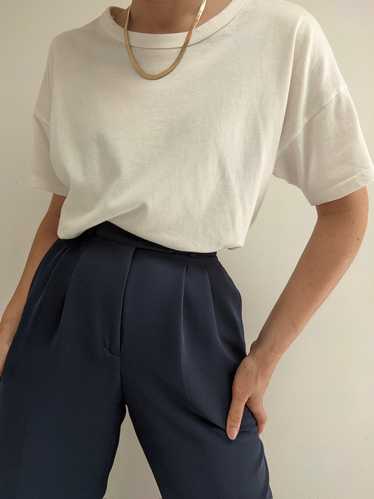 Classic Vintage Navy Pleated Trousers