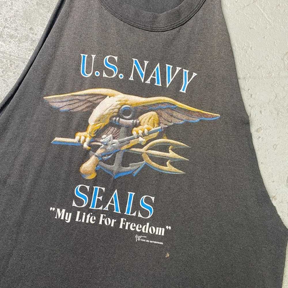 Vintage 80s U.S. Navy Seals Bald Eagle Graphic Cu… - image 2