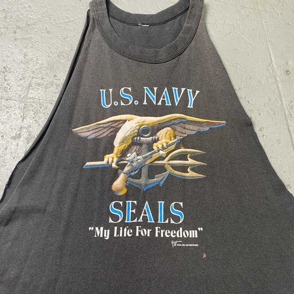 Vintage 80s U.S. Navy Seals Bald Eagle Graphic Cu… - image 4