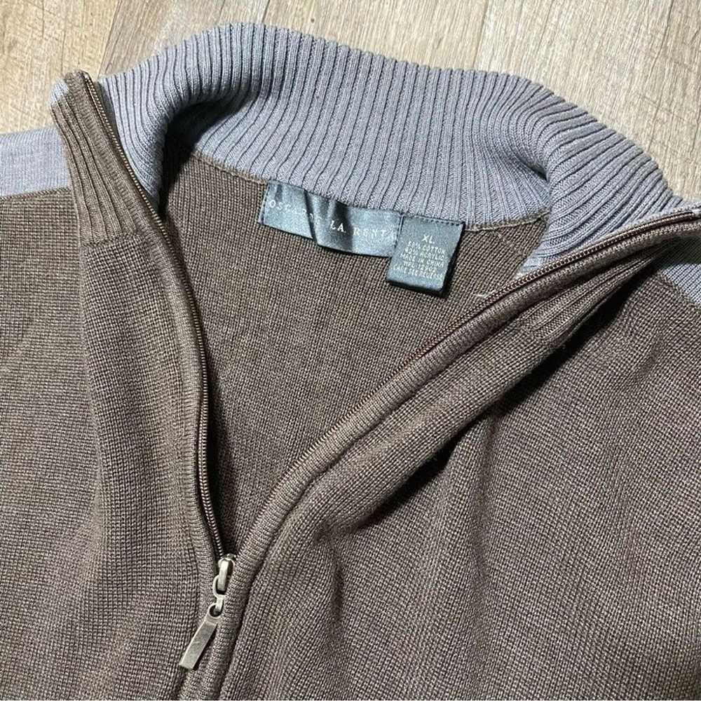 Y2k Oscar dela Renta Knit Brown Gray Sweater Mens… - image 3