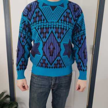 80s/90s Blue Geometric Sweater
