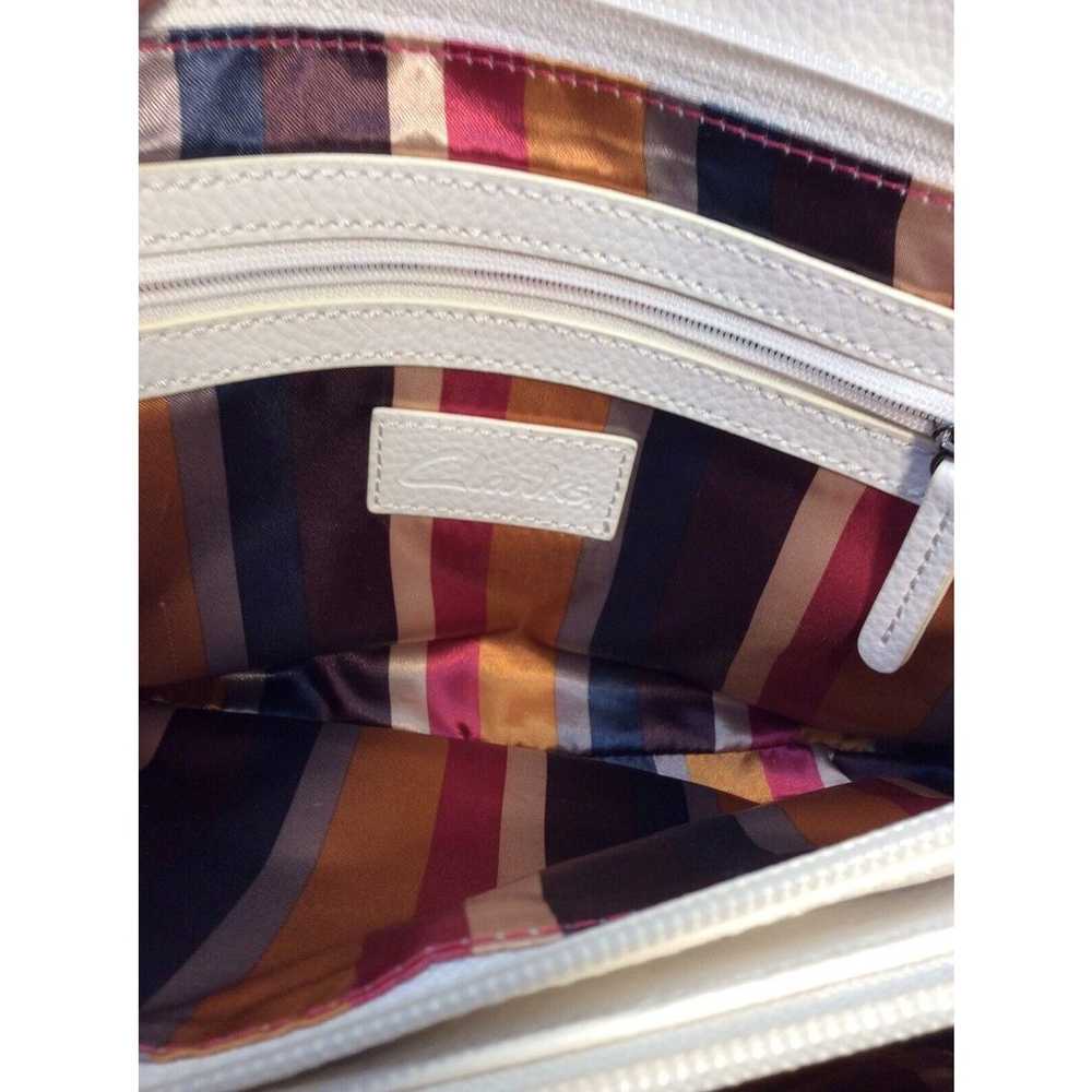 Clarks White Leather Shoulder Bag Adjustable Stra… - image 11