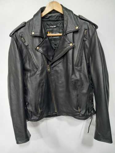 Men's Xelement Leather Retro Motorcycle Jacket