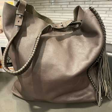 All Saints grey leather shoulder bag purse with t… - image 1