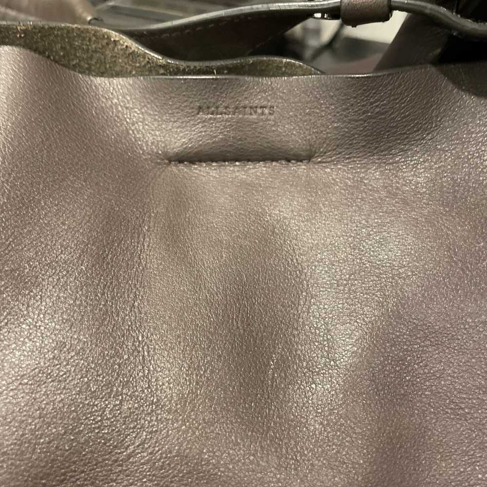 All Saints grey leather shoulder bag purse with t… - image 2
