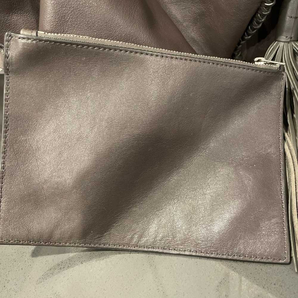 All Saints grey leather shoulder bag purse with t… - image 7