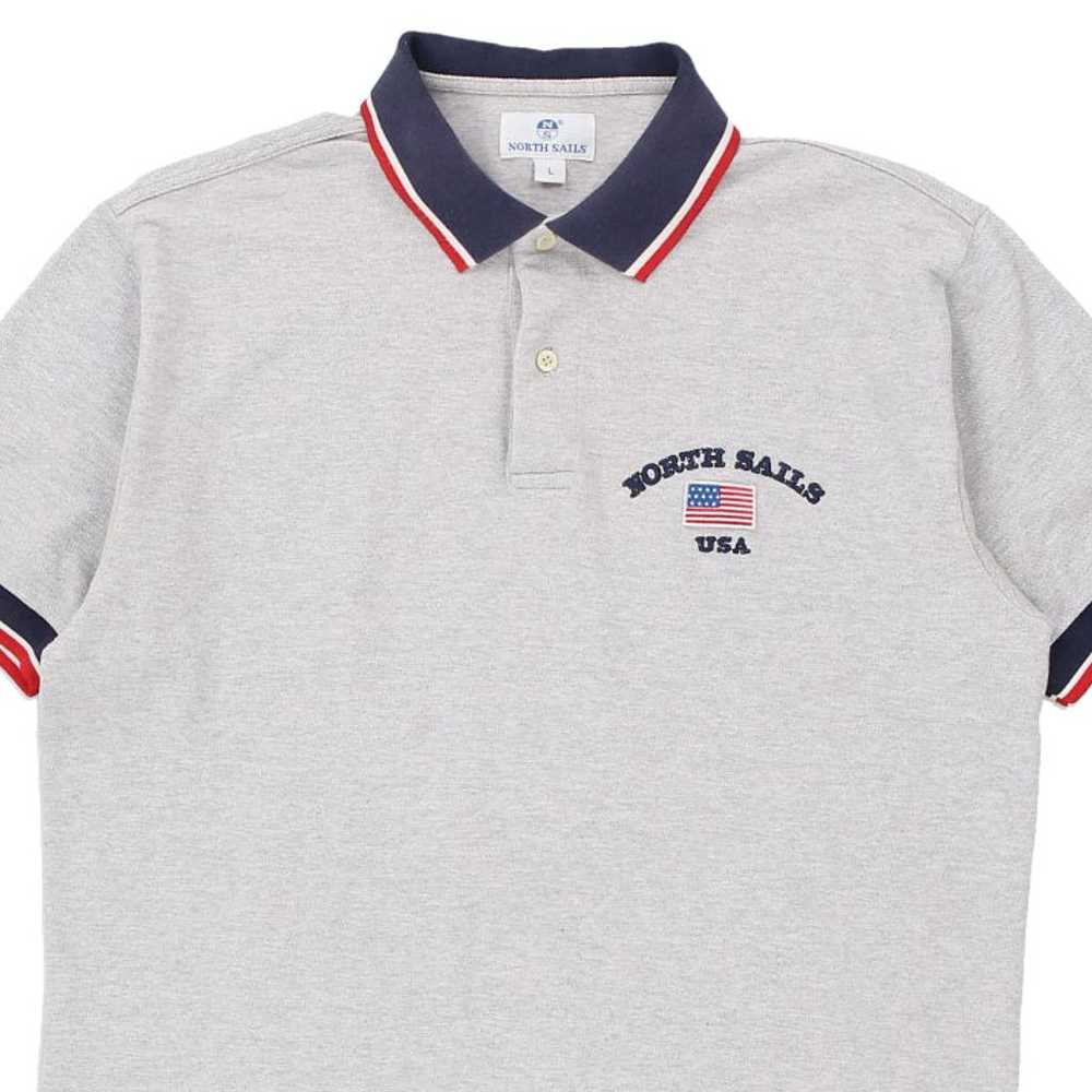 USA North Sails Polo Shirt - Large Grey Cotton - image 3