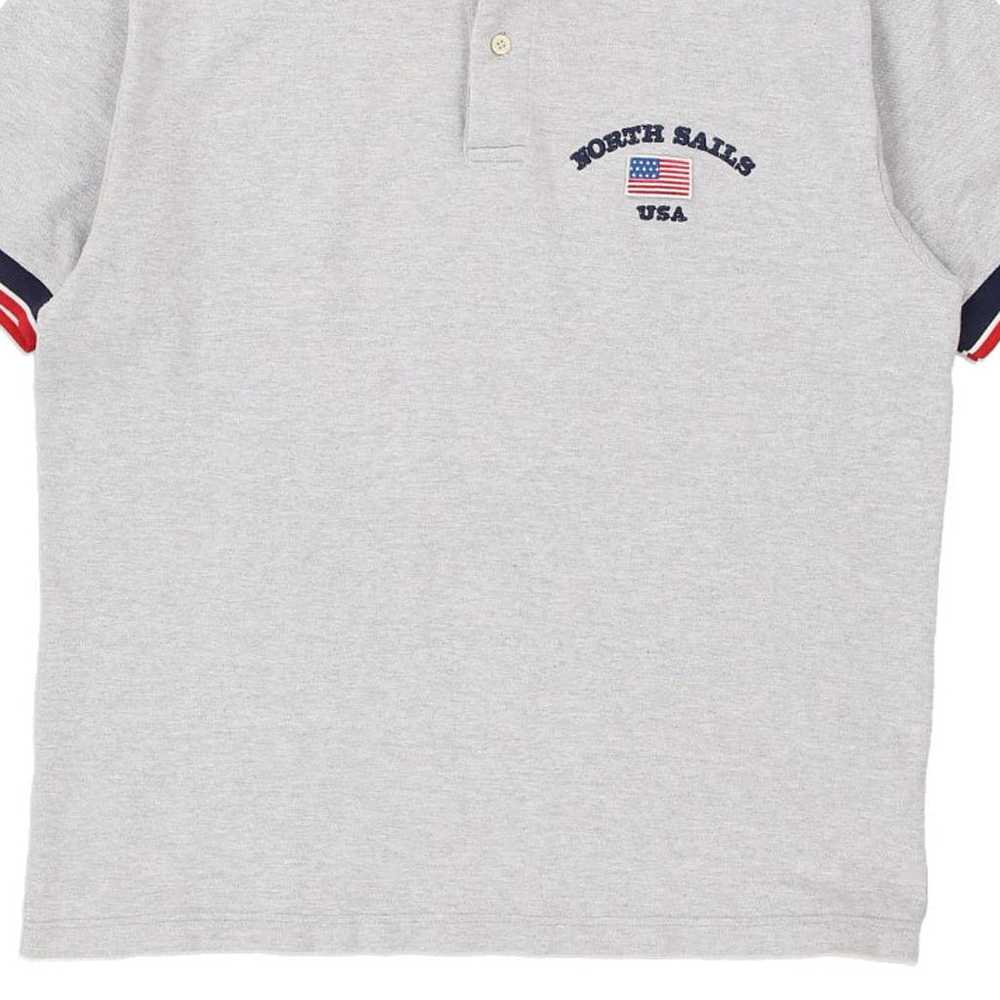 USA North Sails Polo Shirt - Large Grey Cotton - image 4