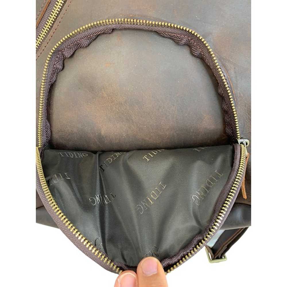 Rare Vtg Tiding Leather Cowhide Sling Messenger C… - image 10