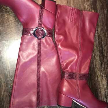 Comfortview Burgundy Plus Size Wide Knee High Boot