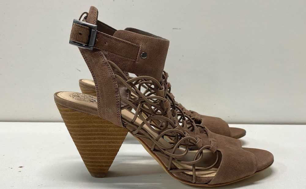 Vince Camuto Evel Brown Leather Cage Sandal Pump … - image 3