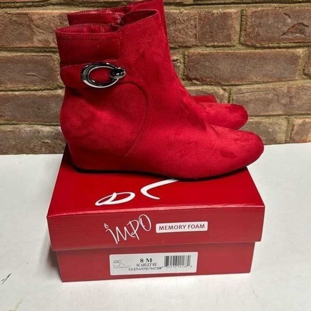 IMPO Glenanne Red Faux Suede Wedge Bootie Size 8 - image 10