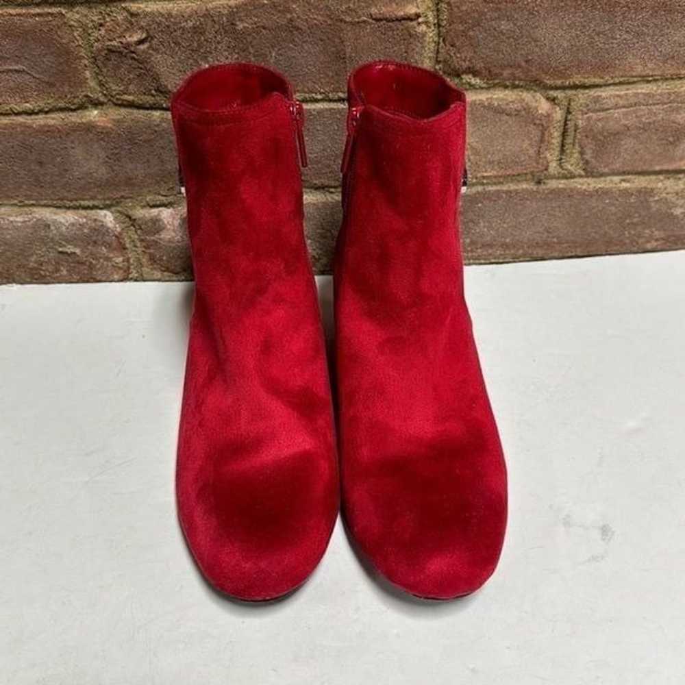IMPO Glenanne Red Faux Suede Wedge Bootie Size 8 - image 3