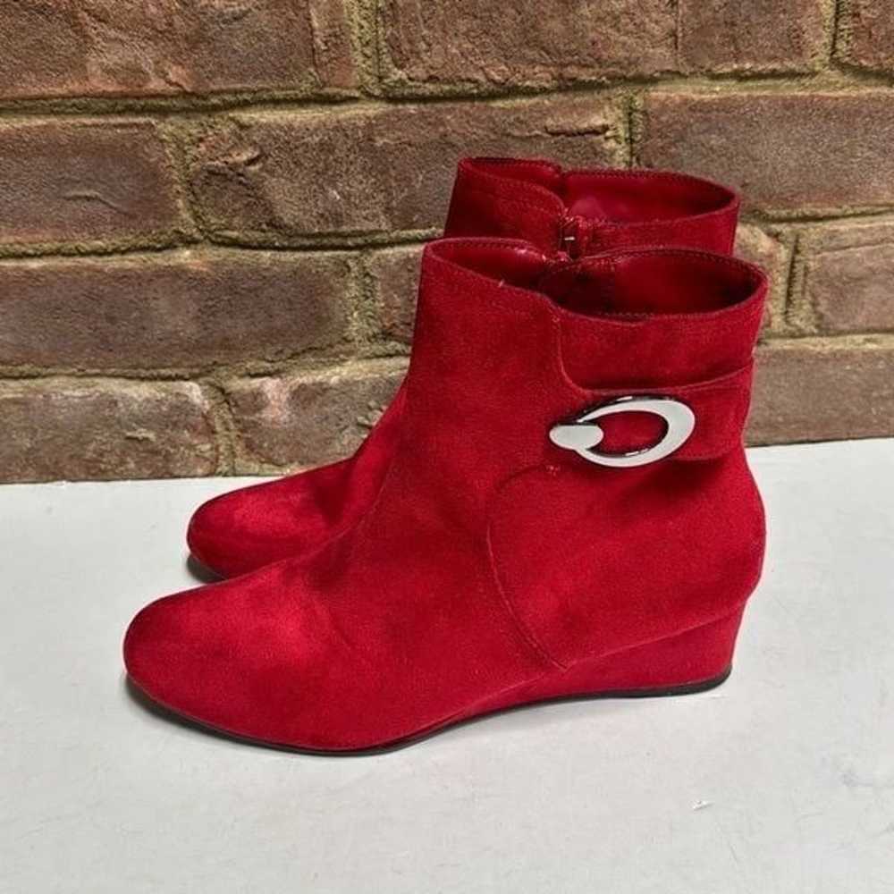 IMPO Glenanne Red Faux Suede Wedge Bootie Size 8 - image 4