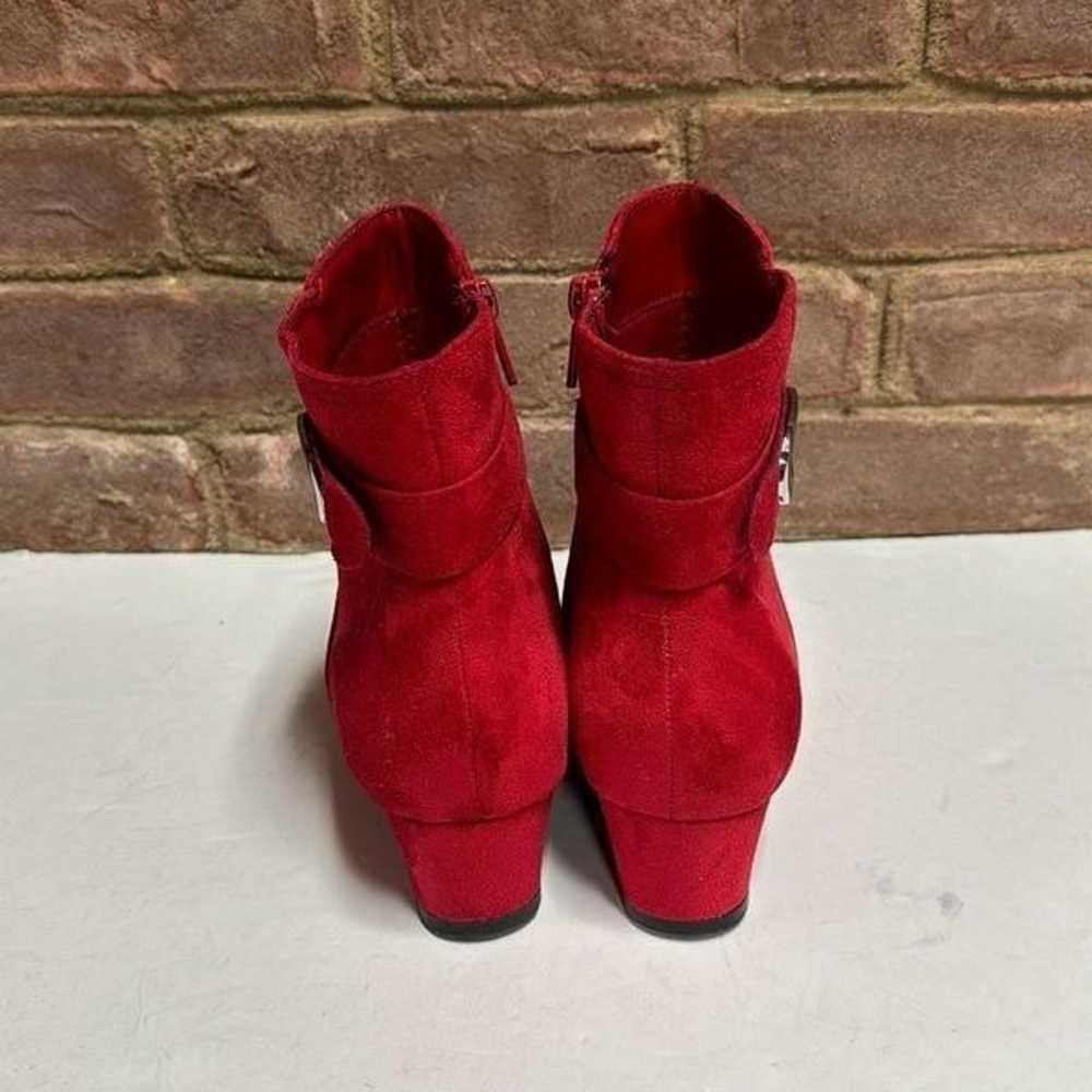 IMPO Glenanne Red Faux Suede Wedge Bootie Size 8 - image 5