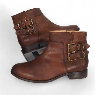 Frye Molly D. Rind Leather Ankle Boots Cognac Bro… - image 1