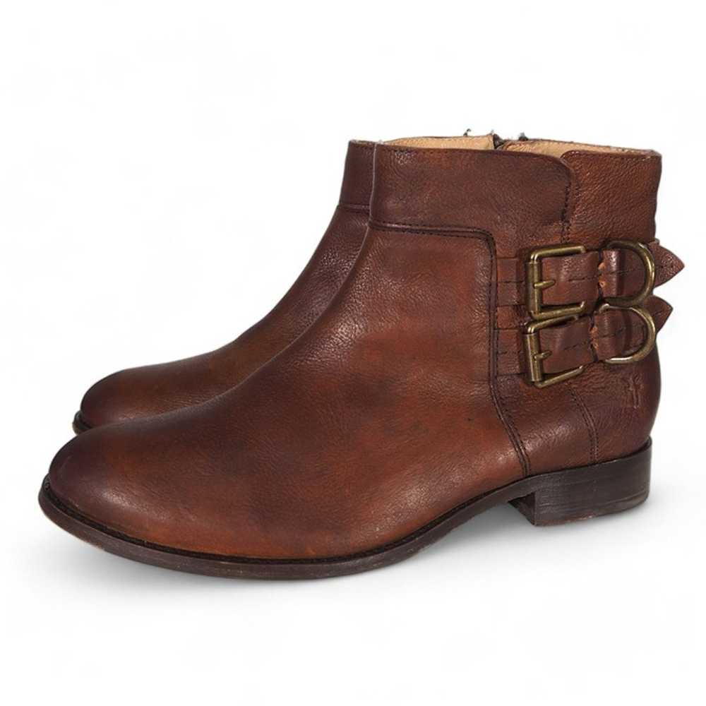 Frye Molly D. Rind Leather Ankle Boots Cognac Bro… - image 2