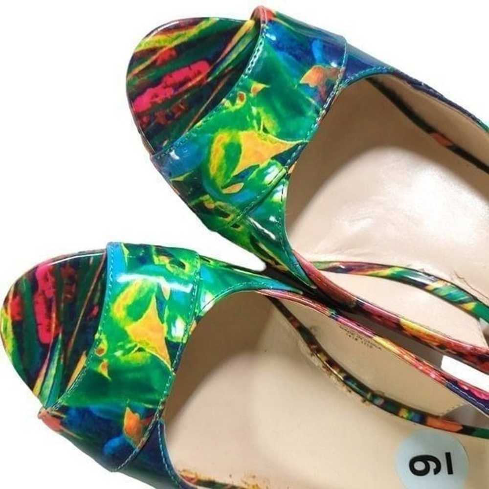 Nine West Abstract floral cork peep toe heels pum… - image 4