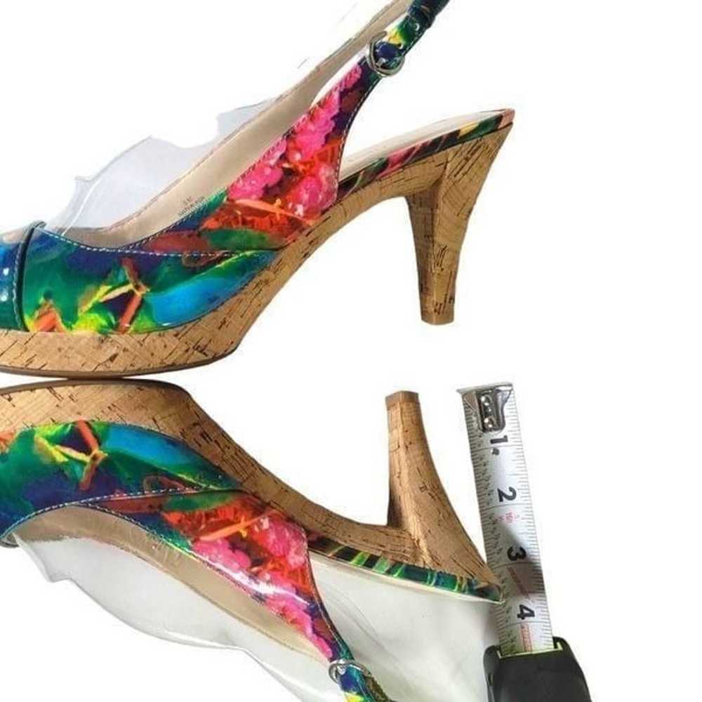 Nine West Abstract floral cork peep toe heels pum… - image 6