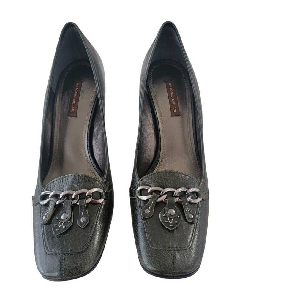 Antonio Melani olive green leather heels 3 inches… - image 2