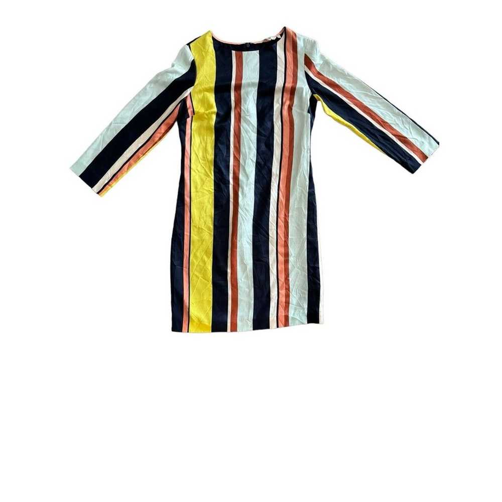 Boden Striped Long Sleeve Silk Shift Dress Size 4… - image 1