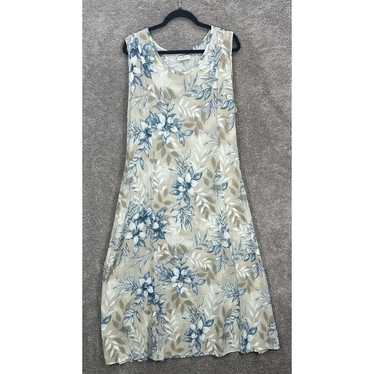 Alfred Dunner Dress Womens 18 Maxi Tan Blue Flora… - image 1