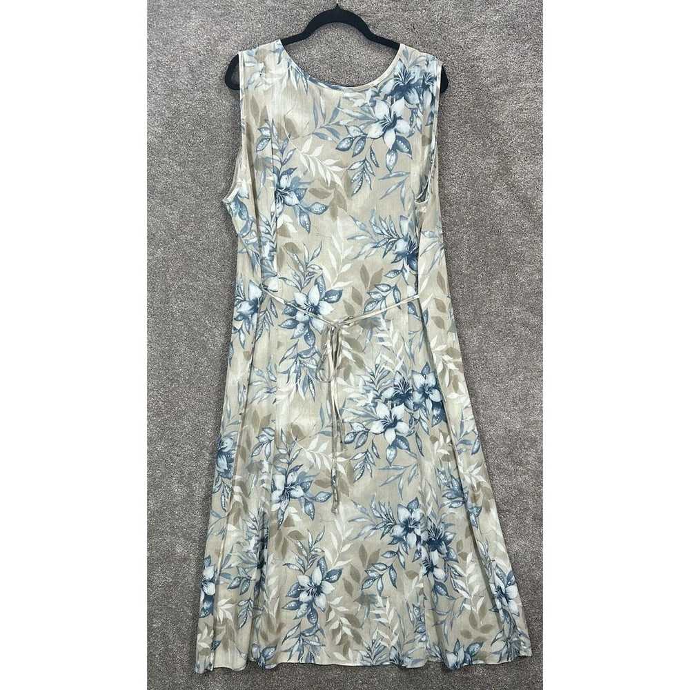 Alfred Dunner Dress Womens 18 Maxi Tan Blue Flora… - image 2