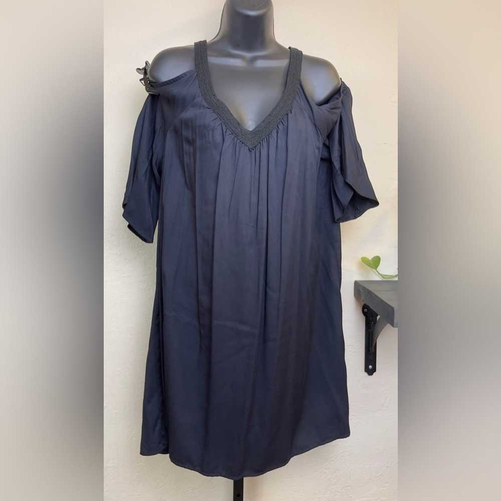 Just Fab Cold Shoulder Black Midi Dress - image 1