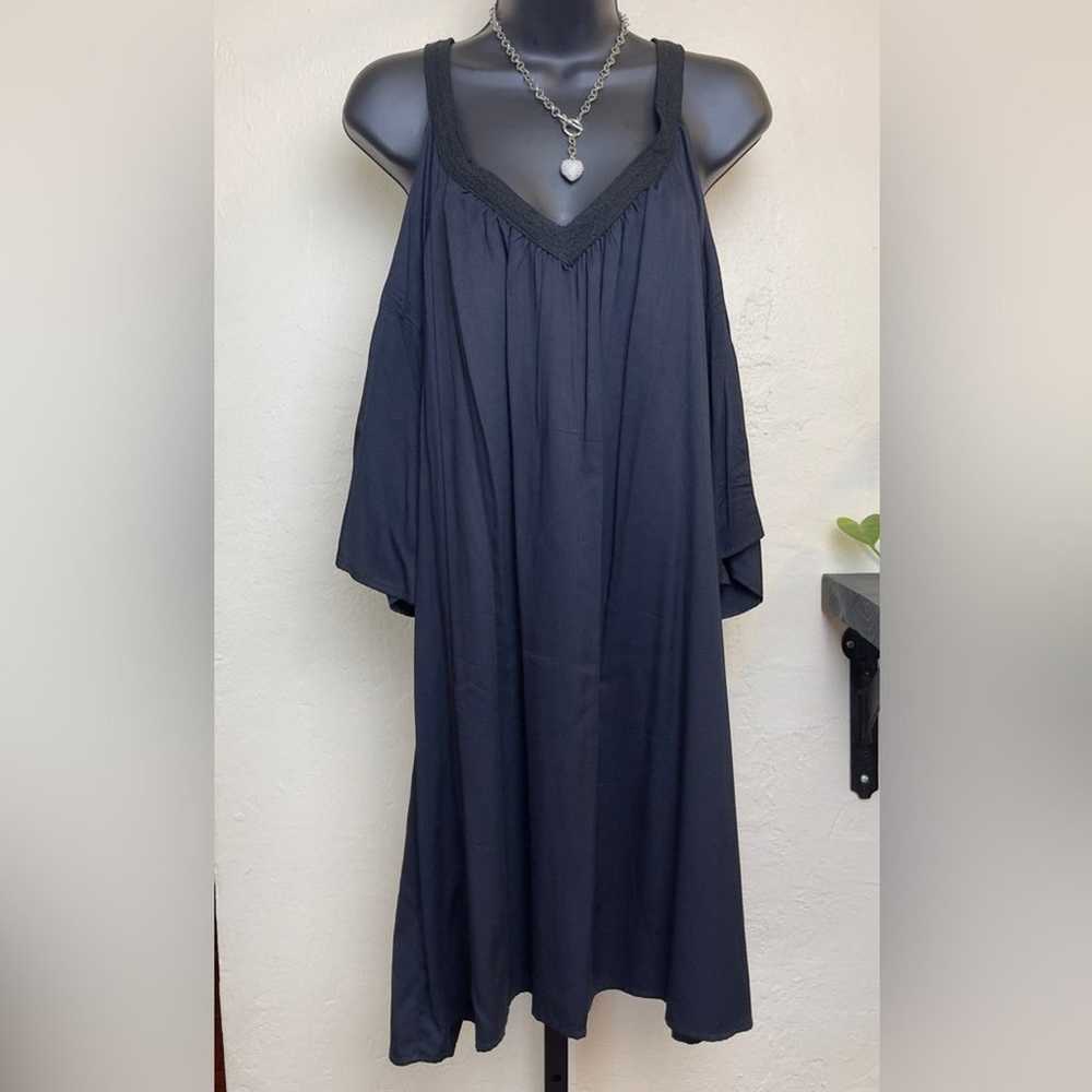 Just Fab Cold Shoulder Black Midi Dress - image 2