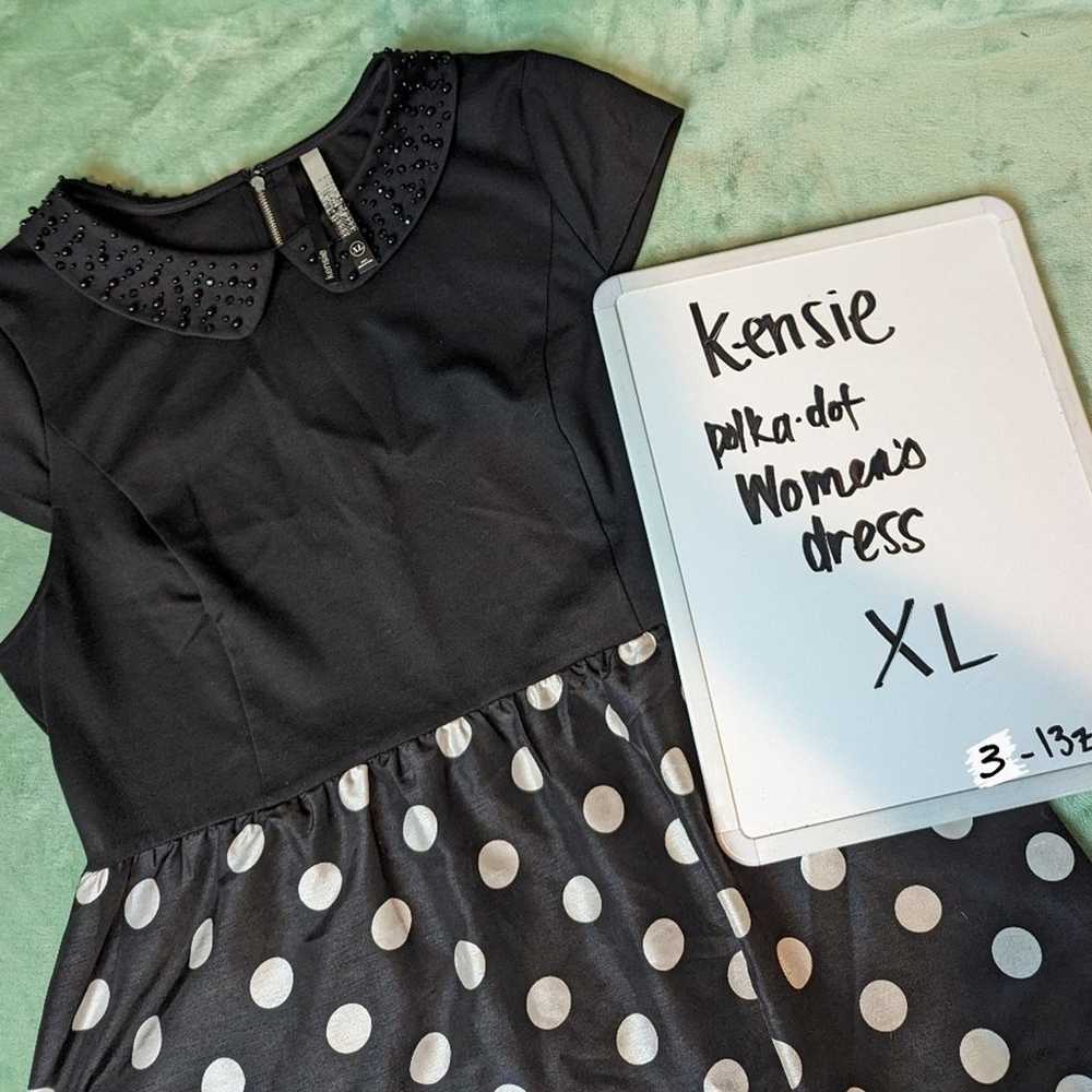 Kensie Bedazzled Collar Flared Polkadot Dress Wom… - image 1